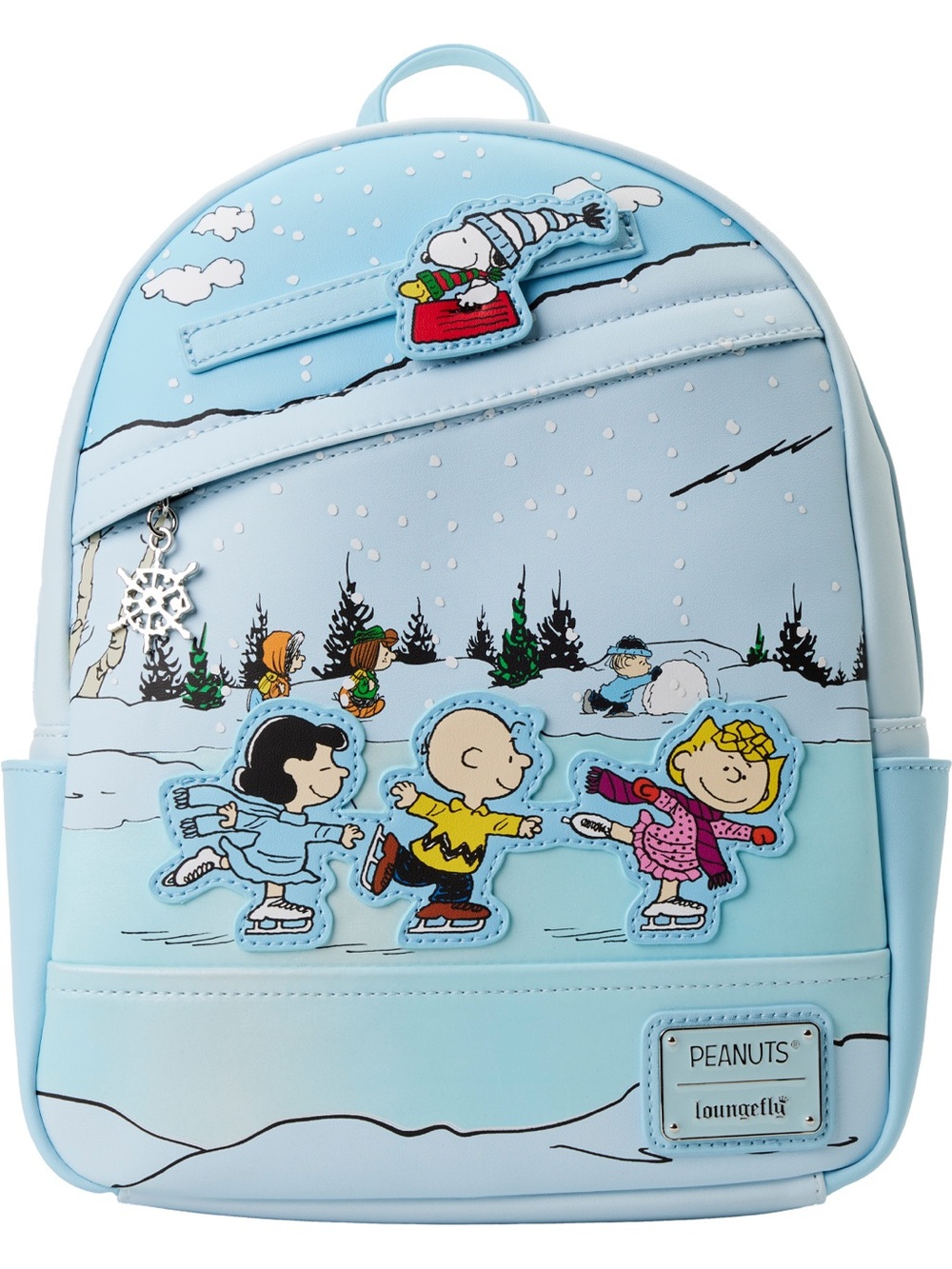 Loungefly Light Blue Peanuts Ice Skating Backpack